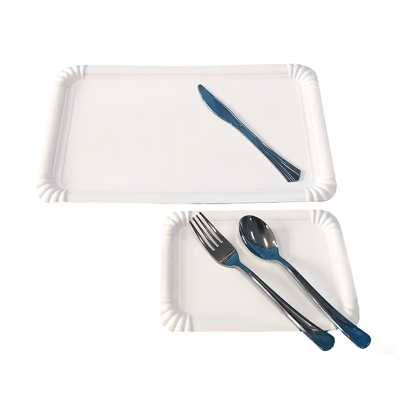 Rektangulær hvid festkagepapirtallerken